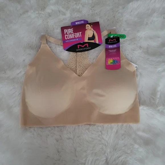 🐻MAIDENFORM PURE COMFORT V-NECK PULLOVER LACE BACK BRA SIZE L/DD - Picture 4 of 7